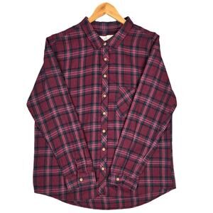 THREAD & SUPPLY WOMEN’S PLAID SHIRT – WINE MIX – COTTON BLEND – SIZE X-LARGE